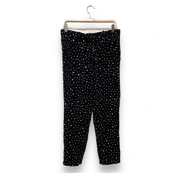 ROSEANNA Janet Polka Dot Velvet Crop Silver Glitter Dot Pants In Noir Black - Picture 5 of 11